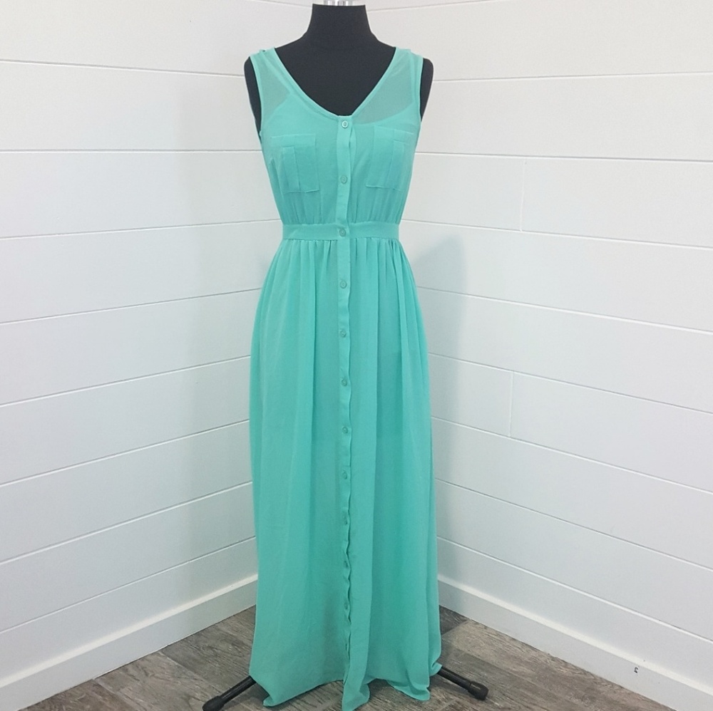 mint green dress forever 21 | Dresses | Forever 2 Aqua Button Maxi fall event dress